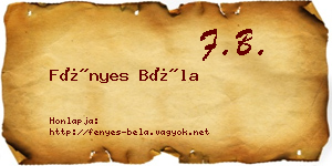 Fényes Béla névjegykártya